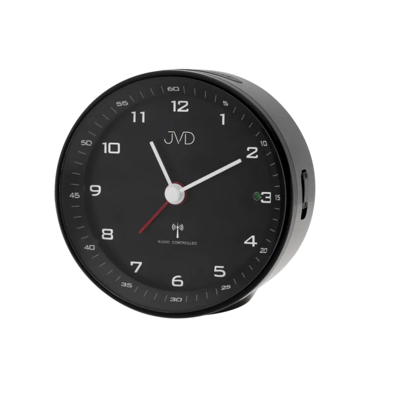 JVD Kulatý černý rádiem řízený budík JVD RB978.1