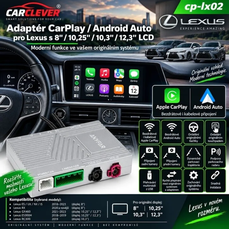 Adaptér CarPlay/Android Auto Lexus s 8"/10,25"/10,3"/12,3" LCD cp-lx02