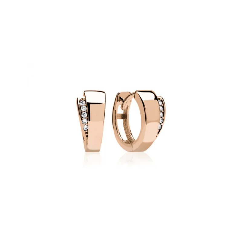Strieborné rose gold náušnice krúžky so zirkónmi JVD SVLE1433XH2RO00