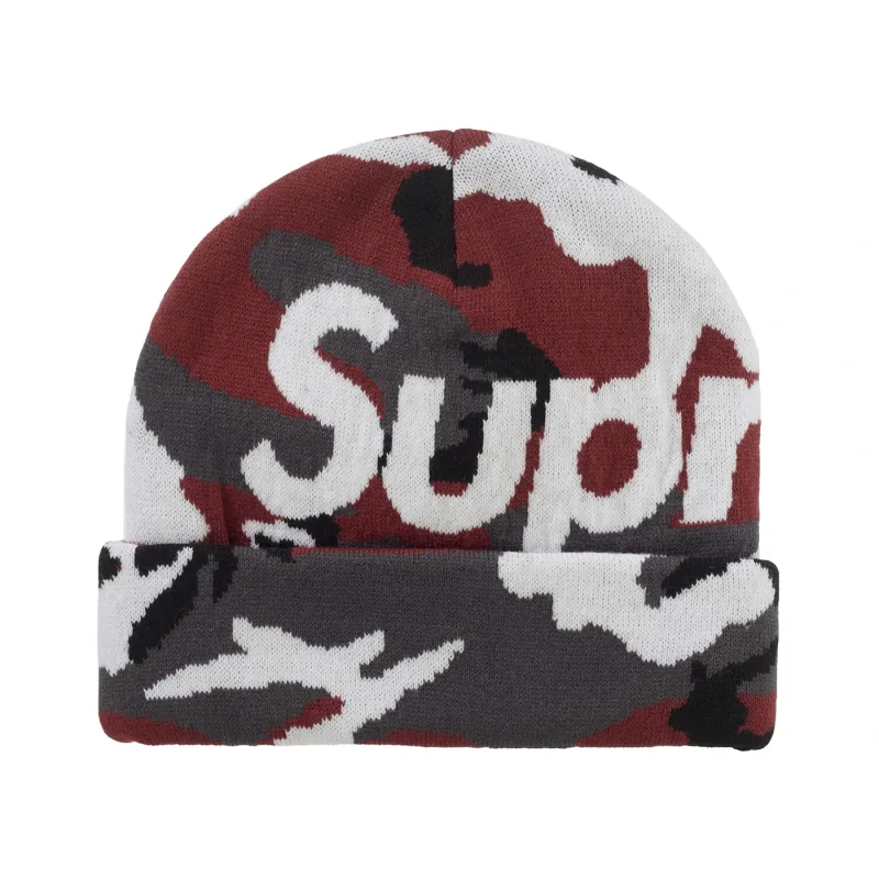 Supreme Camo Big Logo Beanie Red Camo - OS