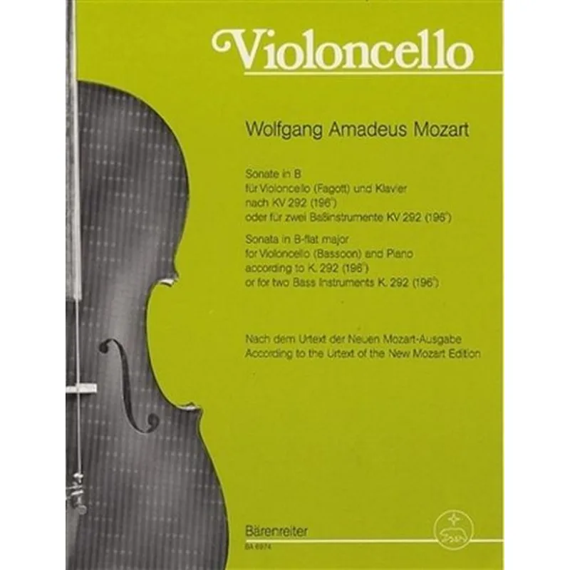 Bärenreiter Sonate in B pro violoncello (fagot) a klavír KV 292 (196c)