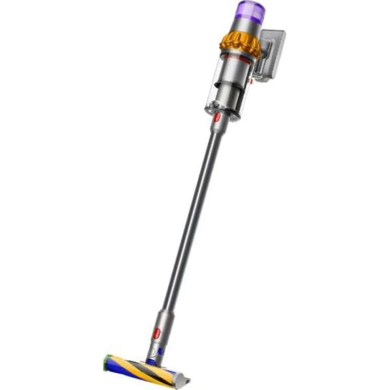 Dyson V15 Detect Absolute 2023, vysavač, 14 cyklonů, 240 AW, filtrace celého přístroje, výdrž až 60 minut, žlutá / šedá (446986-01)