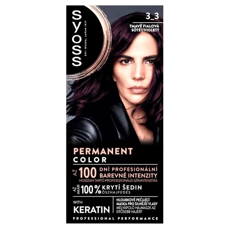SYOSS Professional Permanentná farba na vlasy Dark Violet - tmavá fialová 3-3