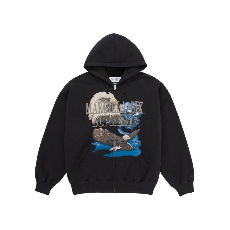 Supreme MM6 Maison Margiela Eagle Zip Up Hooded Sweatshirt Hoodie Black - L