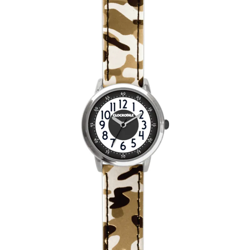 Svietivé hnedé chlapčenské hodinky ARMY s kamuflážnym vzorom CLOCKODILE CWB0035
