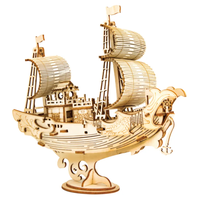 RoboTime RoboTime Drevené 3D puzzle Japonská plachetnica 91 ks