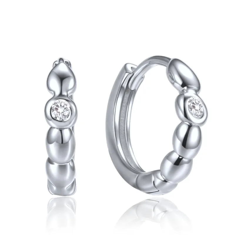 Elegantné strieborné náušnice s bielym zirkónom MINET JMAS0311SE00