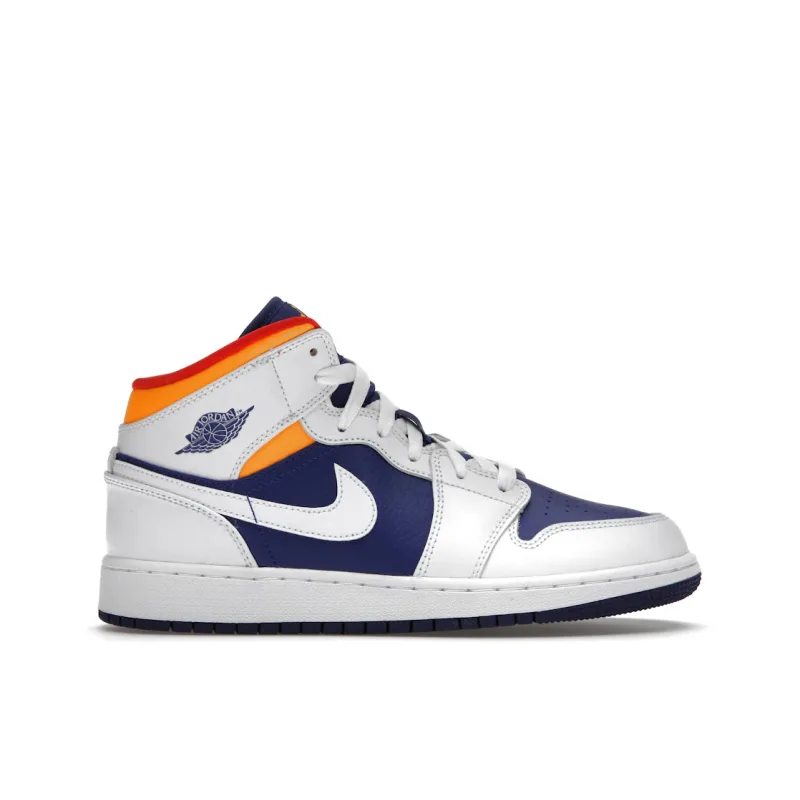 Jordan 1 Mid White Laser Orange Deep Royal Blue (GS) - 36.5
