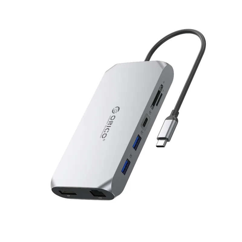 Orico XCR 12v1 USB-C dokovacia stanica 2x USB-A 3.1 1x USB-A 2.0 1x USB-C PD 100W 1x USB-C 3.1 2x HDMI 2.0 4K 60Hz 1x DisplayPort 1.4 4K 60Hz R4. 1x S