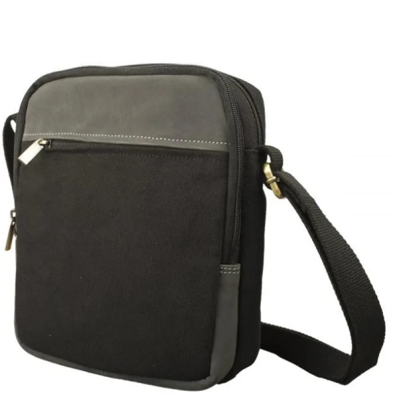 Pánska Kožená Crossbody taška IMPEX - čierna/antracit 20x24x8cm
