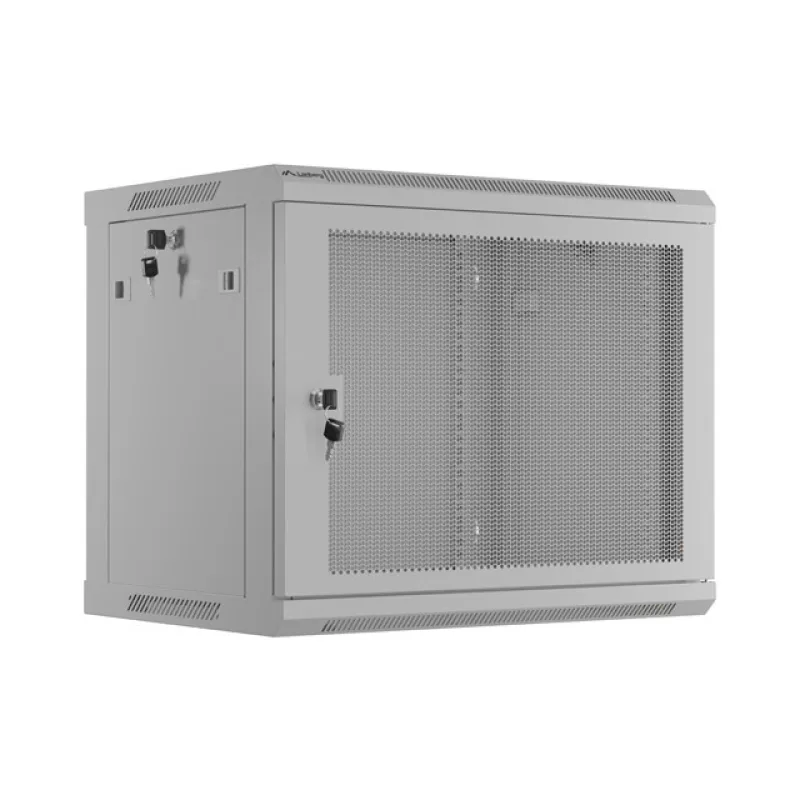 LANBERG NÁSTĚNNÁ INSTALAČNÍ SKŘÍŇ 19" 9U 600X450 ŠEDÉ PERFOROVANÉ DVEŘE - PLOCHÉ BALENÍ WF01-6409-23S