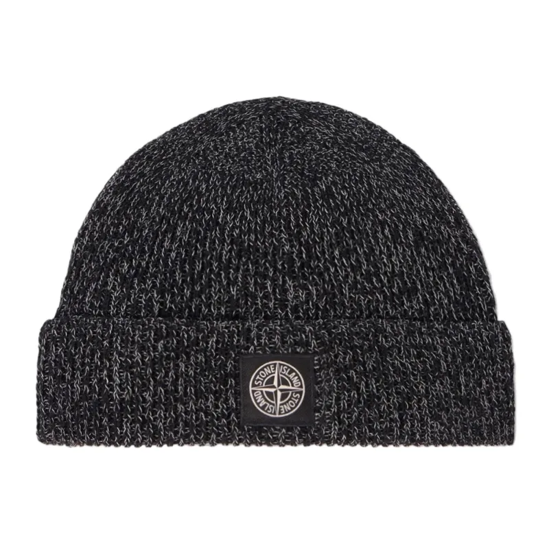 Stone Island Knit Reflective Hat Beanie Black - OS