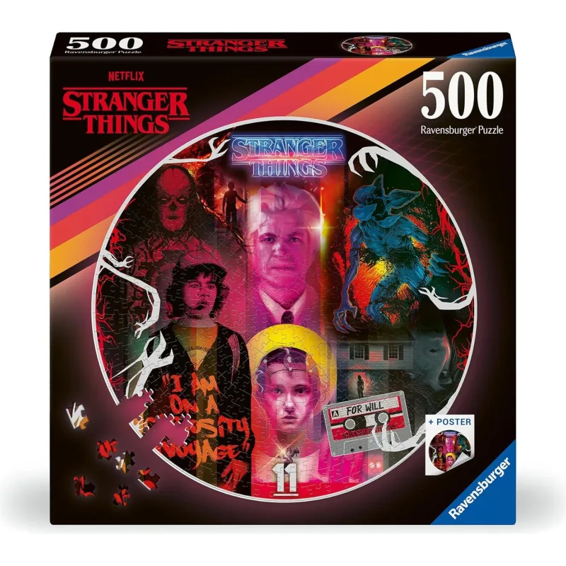 Okrúhle puzzle Ravensburger 500 dielikov Stranger Things: Kamaráti neklamú