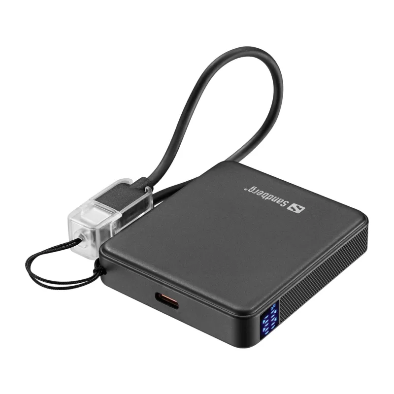 NONAME Sandberg Nano Powerbank 5000 mAh PD20W, kompaktní powerbanka s USB-C kabelem, černá 421-33