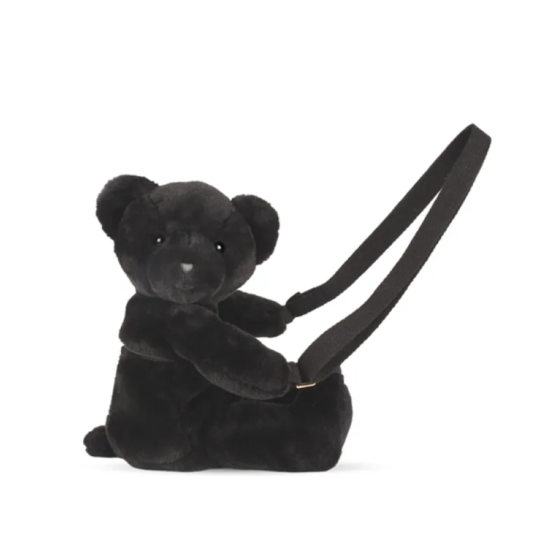Doudou et Compagnie Paris Doudou Plyšová taška cez rameno Medvedík čierny 30 cm