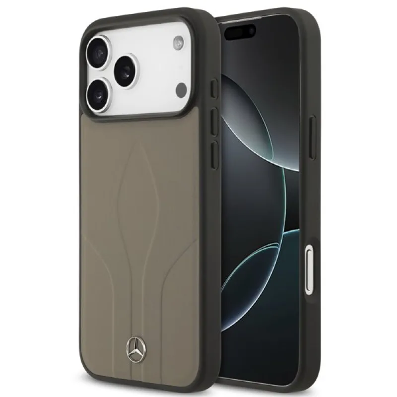 Mercedes Leather The Move MagSafe Zadný Kryt pre iPhone 17 Pro Max béžový
