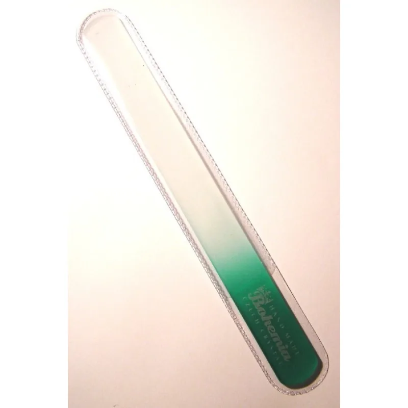BOHEMIA CRYSTAL Veľký sklenený pilník na nechty - 200mm - tmavo zelený