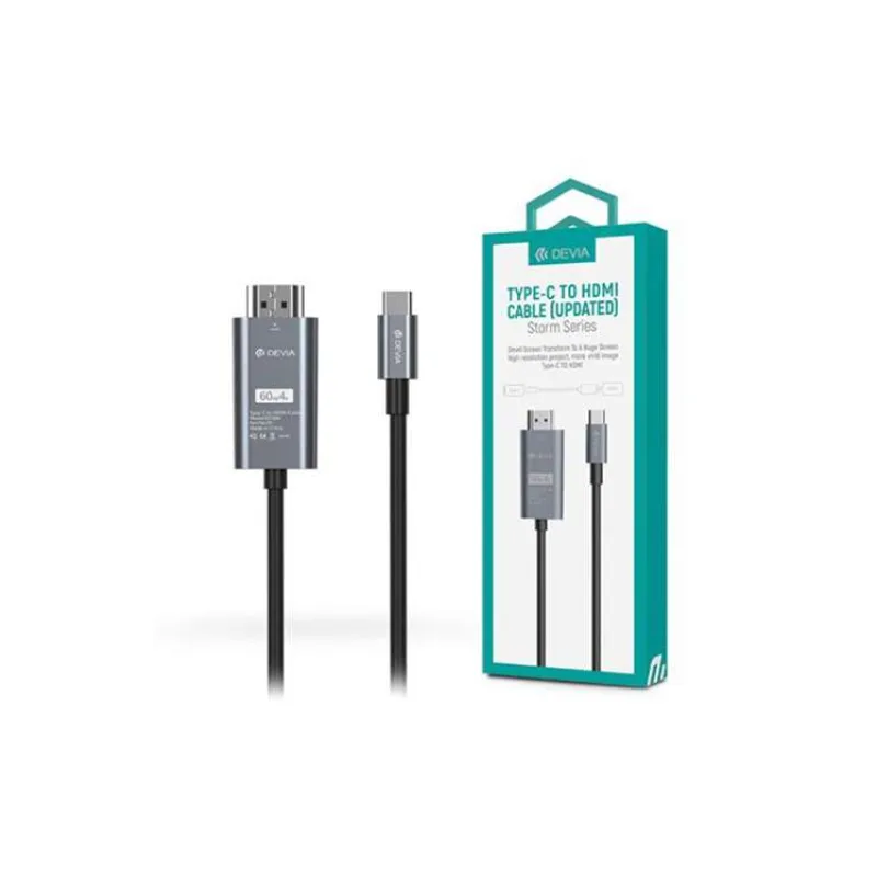 Devia kábel Storm series USB-C to HDMI Cable 2m - Black (6938595399145)