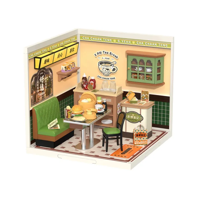 RoboTime RoboTime 3D drevená skladačka Miniatúra domčeka Hongkonská kaviareň