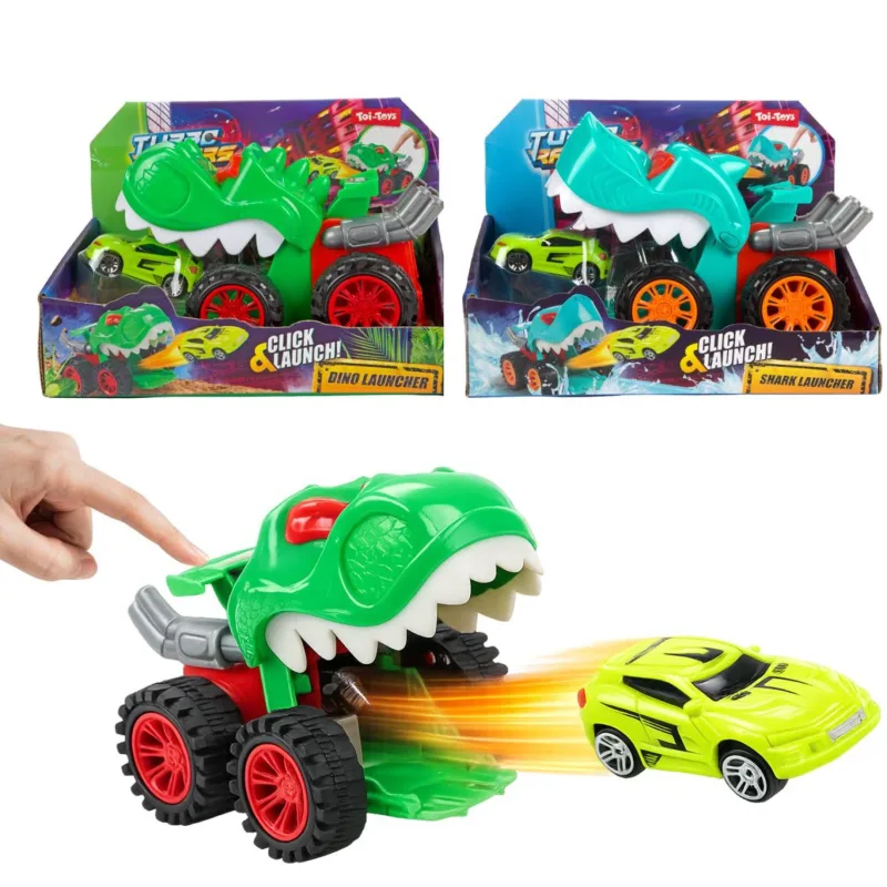 Teddies Auto dinosaurus 18 cm na voľný chod vystreľujúce autíčko 2 farby v krabici 22x16x13 cm