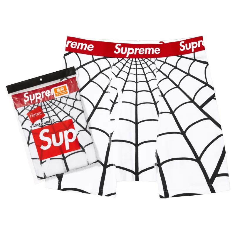 Supreme Hanes Spider-Man Boxer Briefs (2 Pack) White Boxerky - M