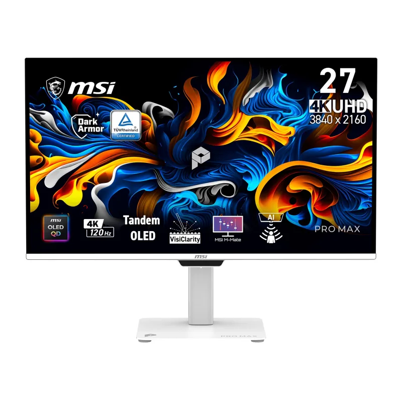 MSI Pro/MAX 271UPXW12G/26,5"/QD-OLED/4K UHD/120Hz/0,03ms/Bílá/3R PRO MAX 271UPXW12G