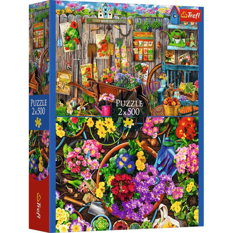 Puzzle Trefl 2x500 dielikov Práca v záhrade 2v1