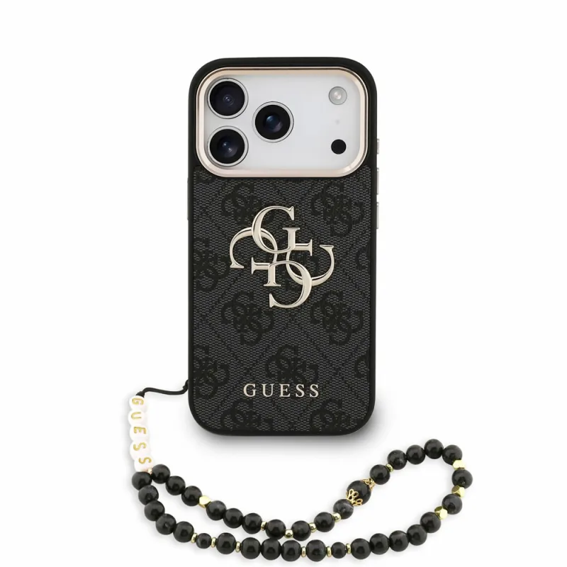 Guess PU 4G Metal Logo Strap kryt iPhone 18 Pro čierny 57983131389