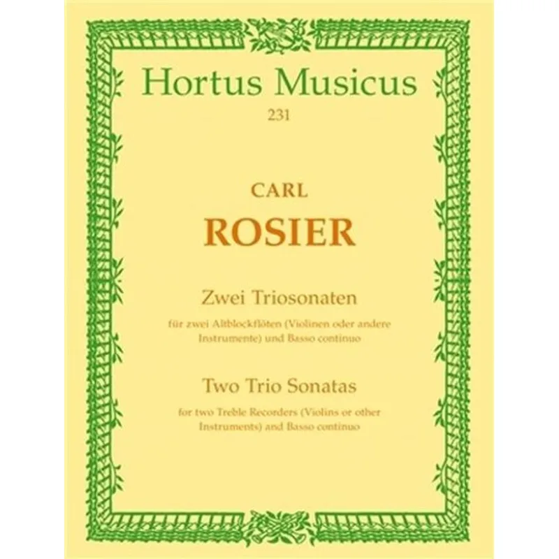 Bärenreiter Dvě triové sonáty pro altovou zobcovou flétnu (housle nebo jiný