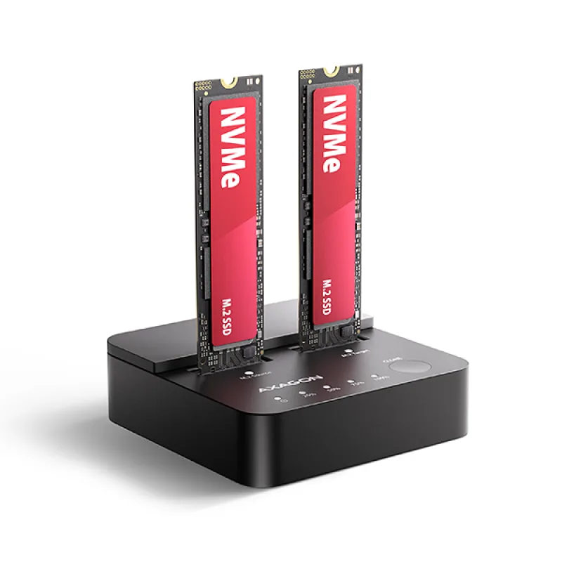 AXAGON ADSA-M2C22L, USB-C 20Gbps dokovací stanice pro 2× M.2 NVMe SSD s funkcí klonování ADSA-M2C22L