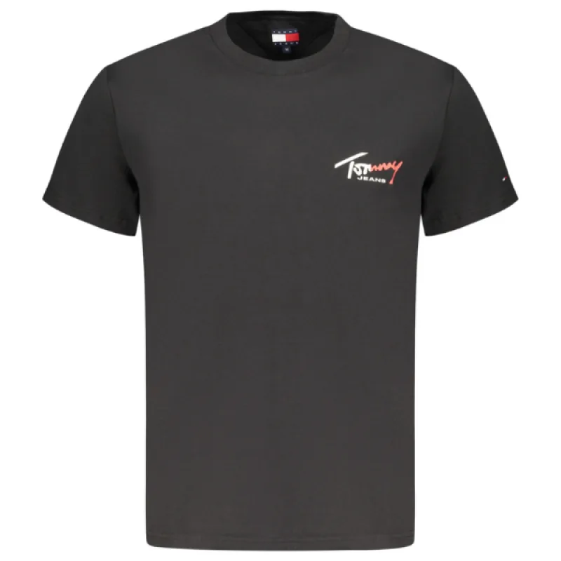 Pánske Tričko s krátkym rukávom TOMMY HILFIGER Bavlna Podpis Slim Fit - čierna XXL