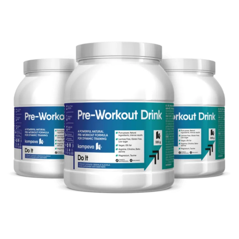 Kompava Pre-Workout Drink, pomeranč-limetka,3x320 g