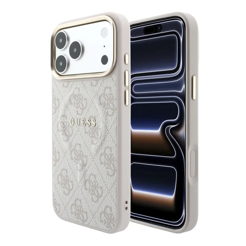 Guess PU Leather 4G Gold Frame Embossed MagSafe kryt iPhone 18 Pro Max…