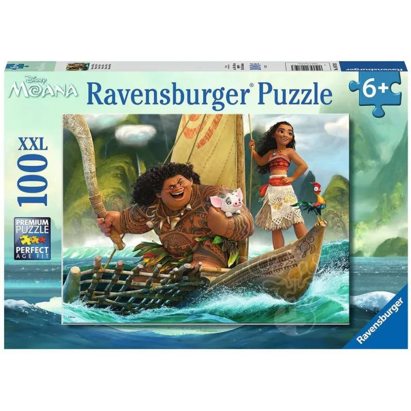 Puzzle pre deti Ravensburger 100 dielikov XXL Vaiana: Jeden oceán, jedno srdce