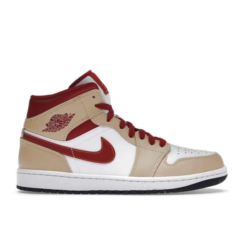 Jordan 1 Mid Light Curry Cardinal - 40.5