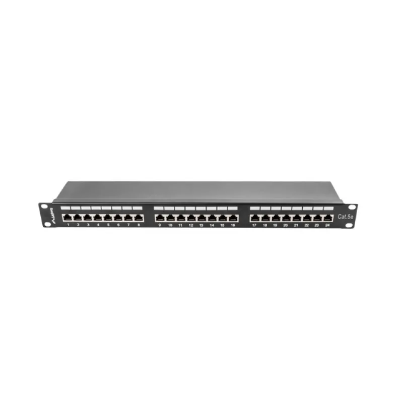 LANBERG PATCH PANEL 24 PORTŮ 1U 19" CAT.5E FTP STÍNĚNÝ ČERNÝ PPS5-1024-B
