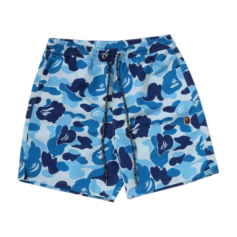 BAPE ABC Camo One Point Relaxed Fit Swim Shorts Blue - L