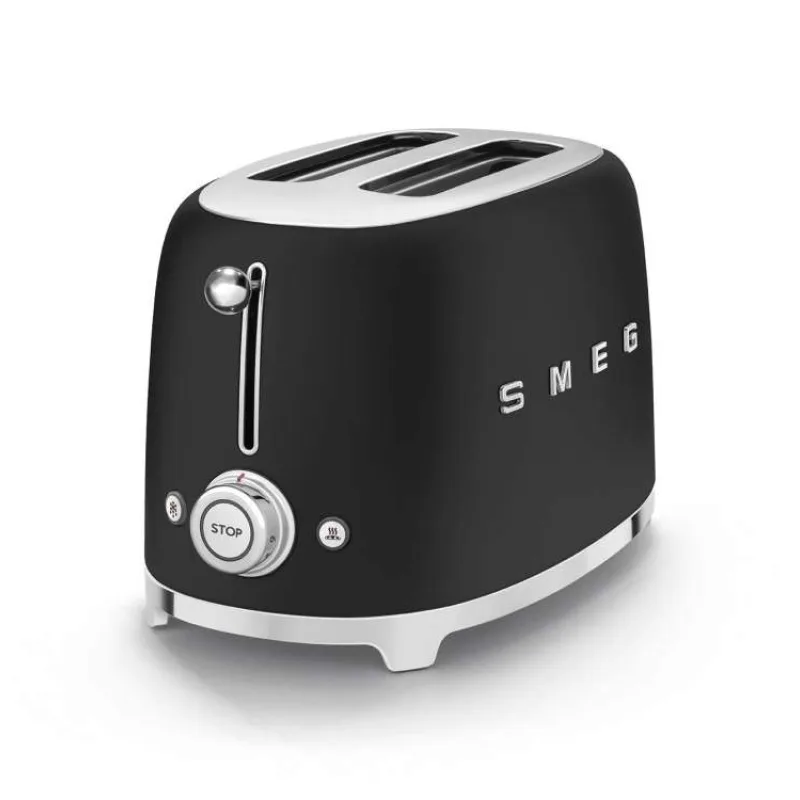 Smeg TSF01BLMEU toustovač / topinkovač, 2 toasty, 6 úrovní opékání, zásuvka na drobky, styl. 50. let, matně černá (TSF01BLMEU)
