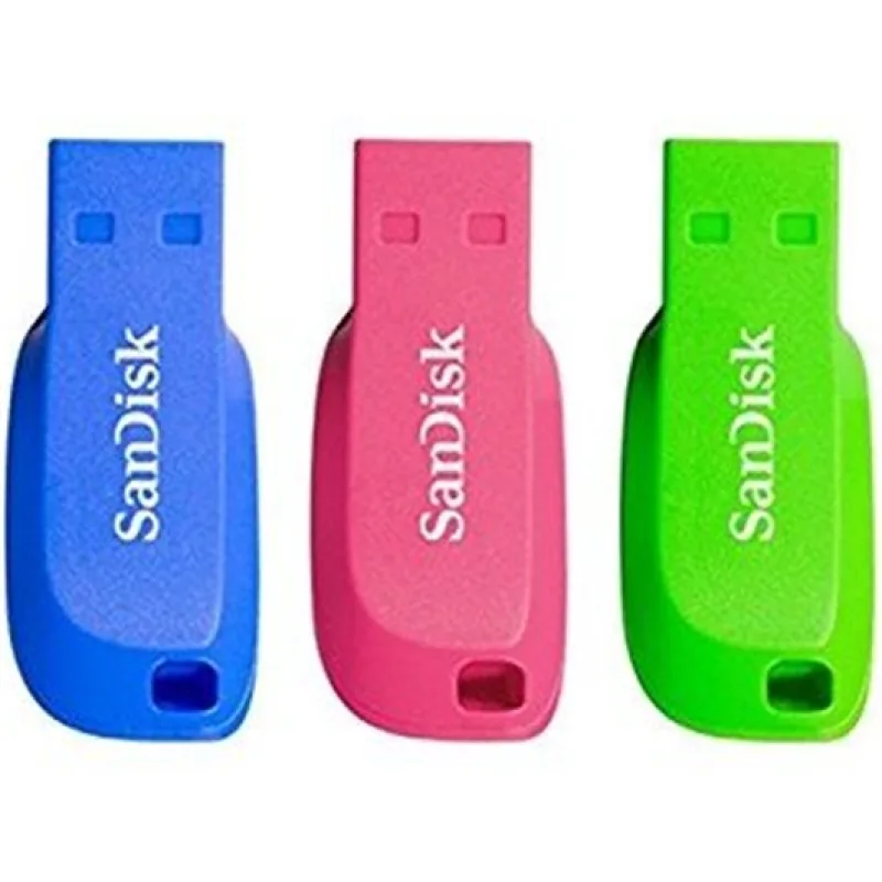 SanDisk Cruzer Blade 32GB USB 3x PACK (blue, pink, green)