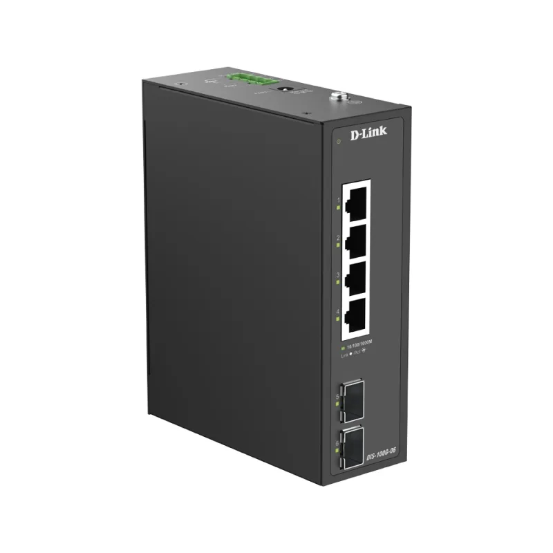 D-Link DIS-100G-06 6-Port Gigabit Industrial Unmanaged Switch with 2 x SFP Ports DIS-100G-06