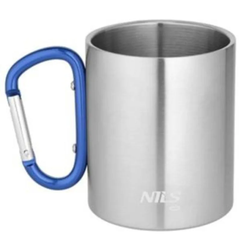 Kempingový hrnek NILS Camp NC17110 s karabinou 300ml, modrý