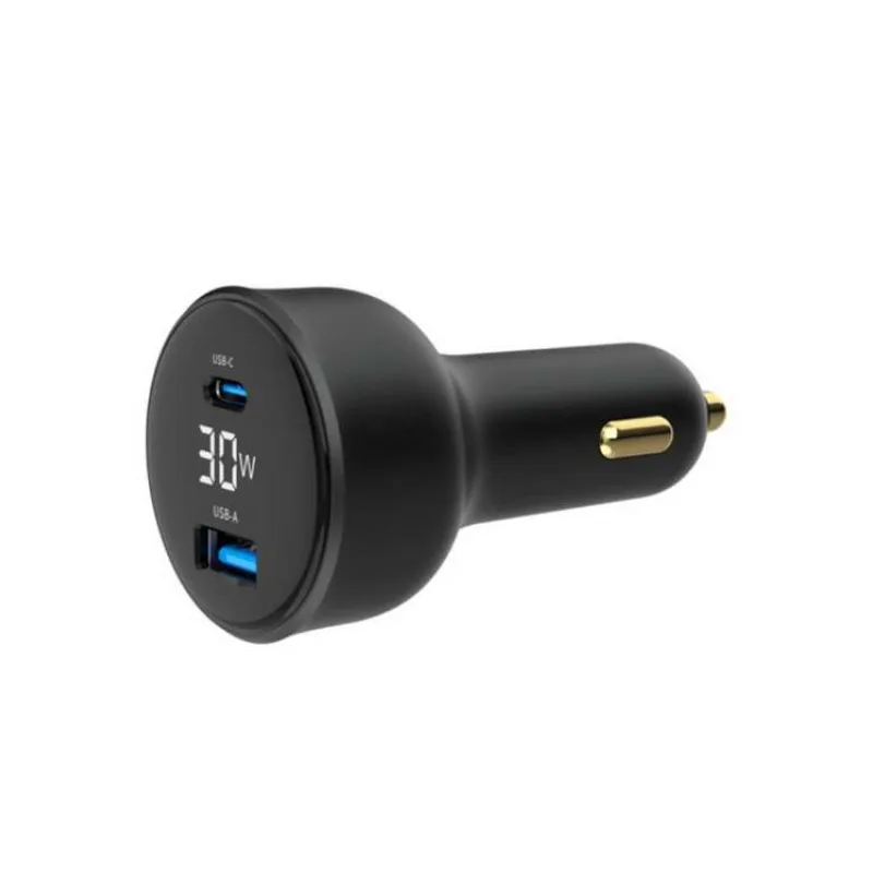 GEMBIRD Nabíječka do auta, 1x USB, 1xUSB-C, rychlo-nabíječka, QC3.0, 30 W, černá (TA-UC-AC2PD30LCD-CAR-01)