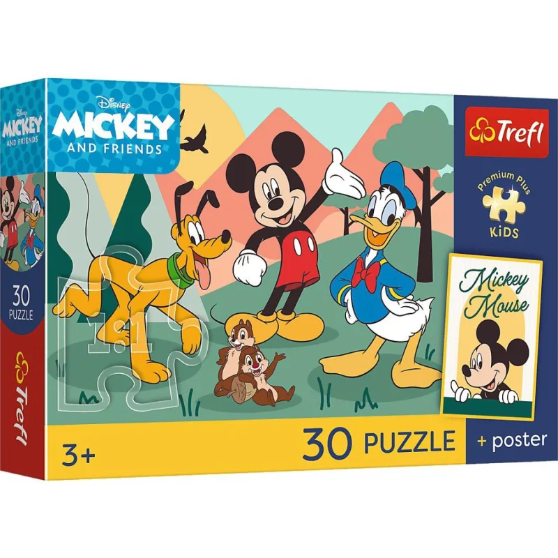 Trefl Puzzle Premium Plus Kids - Mickey a priatelia Disney 27x20cm + plagát 30 dielikov v krabičke 21x14x4cm