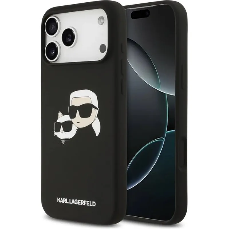 Karl Lagerfeld Liquid Silicone Double Heads MagSafe kryt iPhone 17 Pro čierny