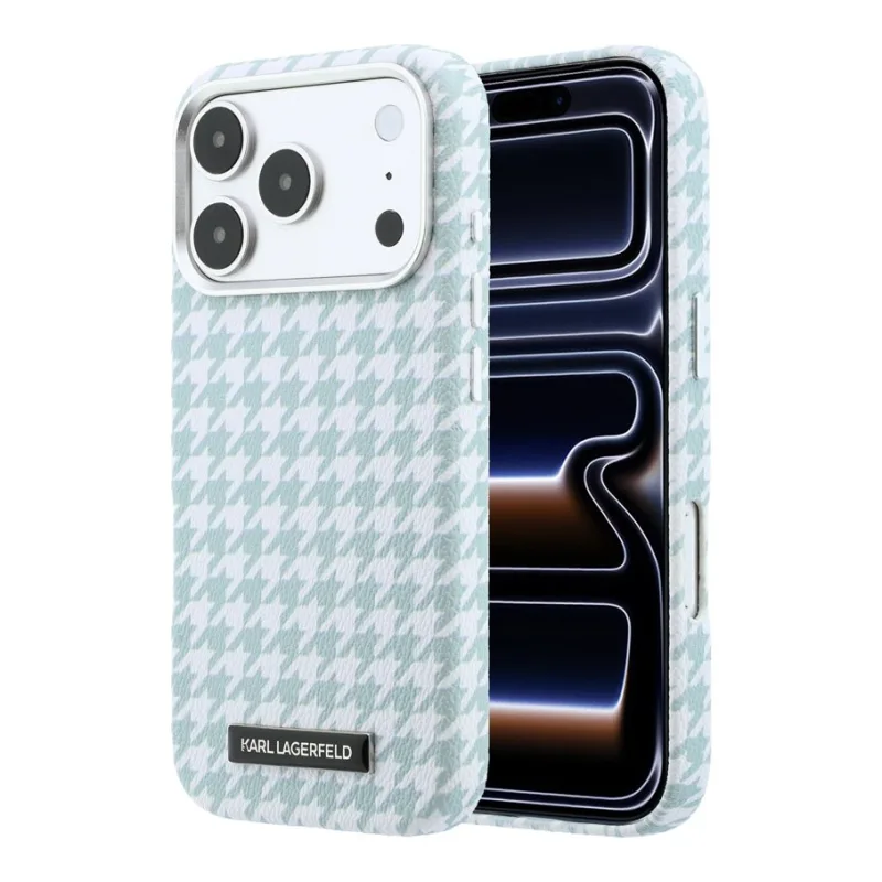 Karl Lagerfeld PU Houndstooth Resin Plate MagSafe kryt iPhone 17 Pro…