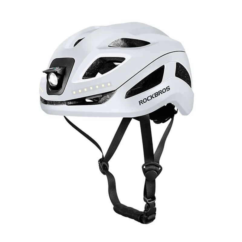 Cyklistická prilba Rockbros ZK-077 s integrovaným viacsmerovým osvetlením 57-61 cm – biela