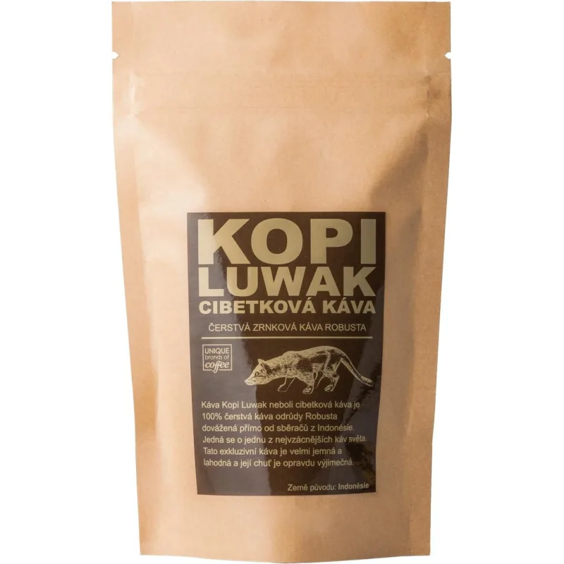 Kopi Luwak cibetková káva Robusta 200g, Zpracování Moka, aeropress, vacuum pot