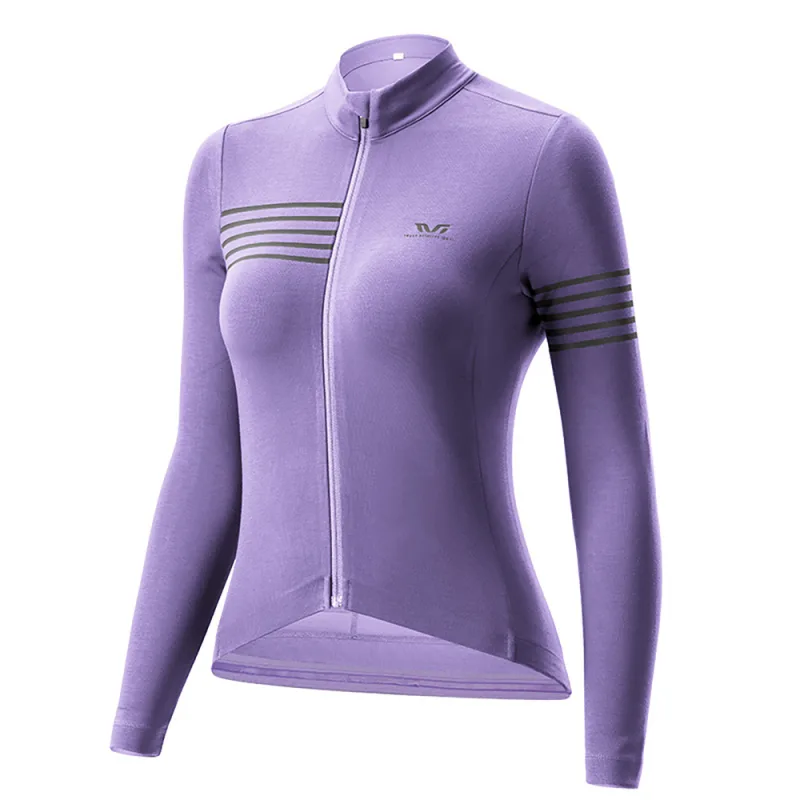 Rockbros YPW065 TVI dámsky cyklistický dres s dlhým rukávom jeseň/zima M – fialový
