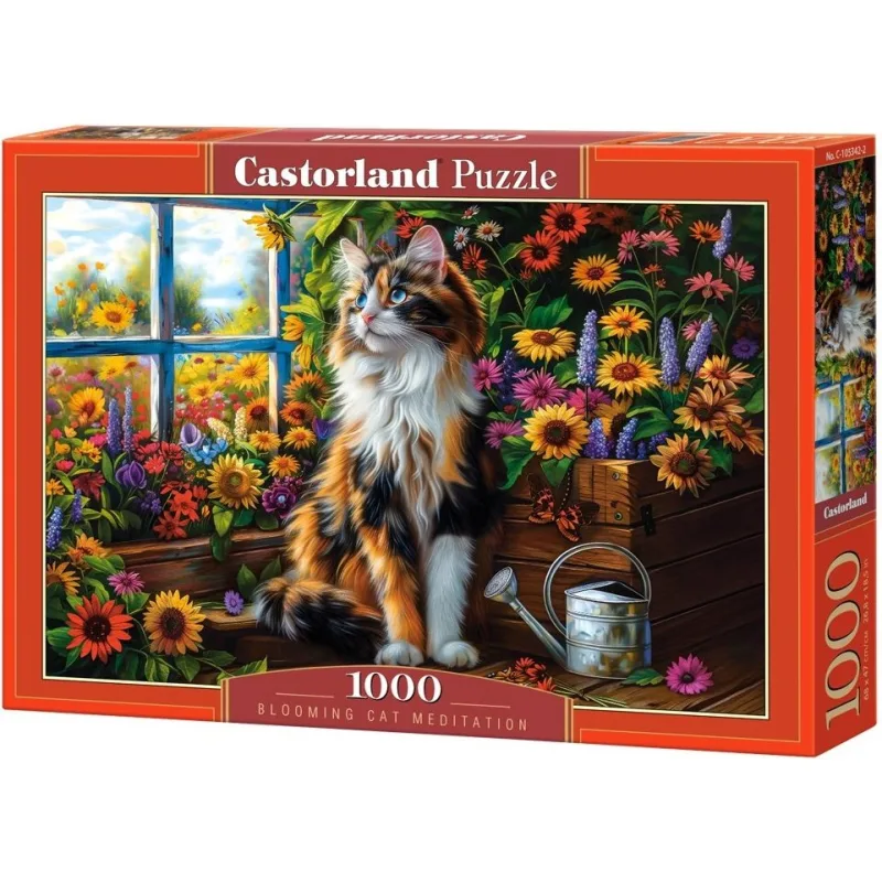 Puzzle Castorland 1000 dielikov Mačacia meditácia medzi kvetmi