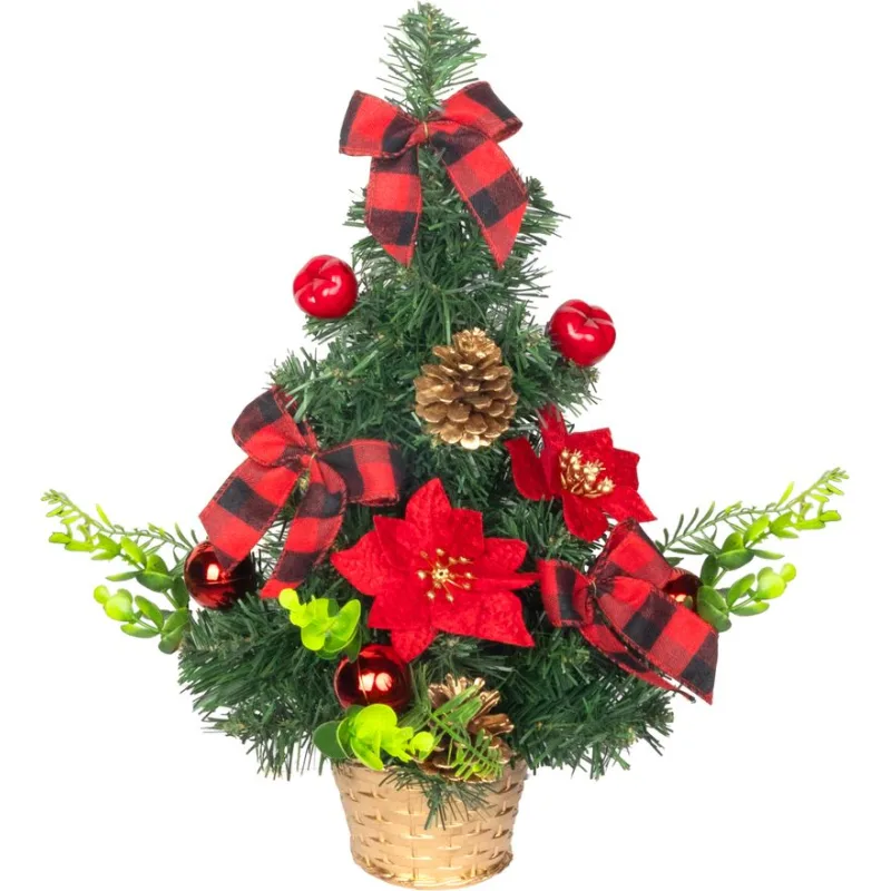 Stromček MagicHome Vianoce, ozdobený, červený, 41 cm
